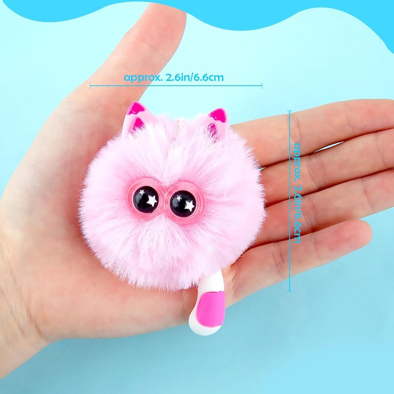 Niceup 8pcs Cute Kitten Cat Pom Pom Fuzzy Keychains Puff Ball Fluffy Charms Keyrings for Party Favors Goddie Bag Fillers - Image 3